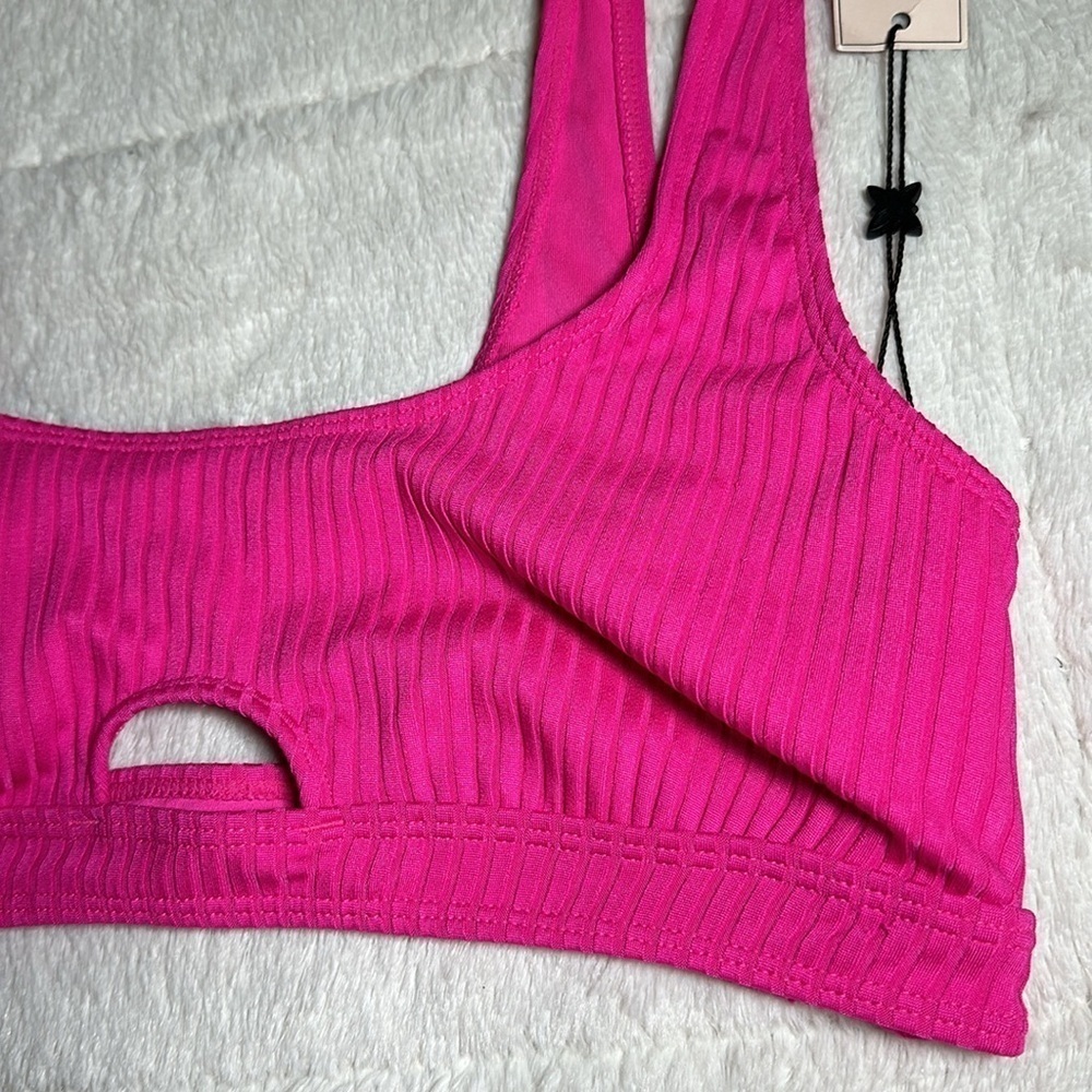 BCBG Passion Pink Cut Out Bralette Bikini Swim Top Large NEW BGBGeneration - Picture 10 of 14